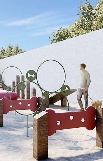 Hombre con perro en parque